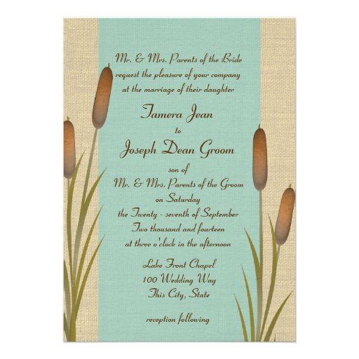 Cattails Lake Wedding Personalized Invites