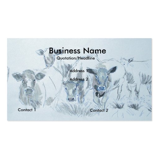 Cattle Cow Pencil Drawing Farmer Business Cards