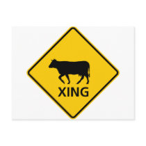 Cattle Crossing Highway Sign postcards