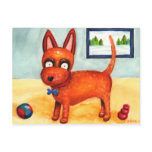 Cattle dog and toys post card