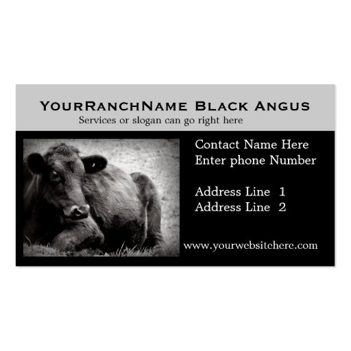 Cattle Ranch or Beef Related Business Cards (front side)