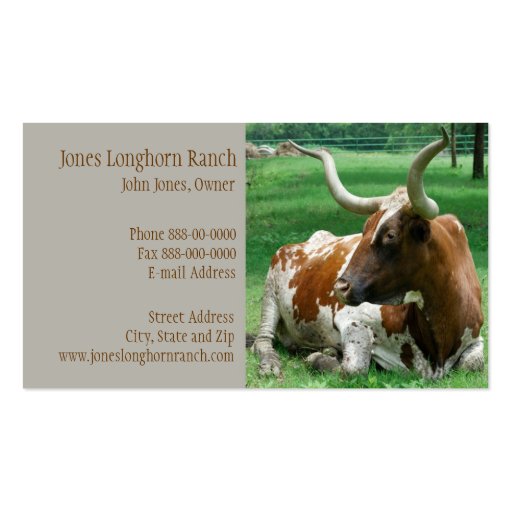 Cattle Rancher Farmer  Business Card (front side)