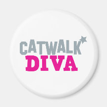 CATWALK DIVA with a cute little star Fridge Magnets