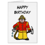 Caucasian Cartoon Fireman  Card   Customize It! cards