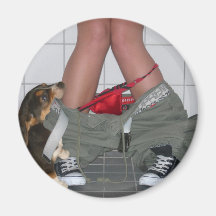 Caught with My Pants Down Again, Cute Puppy Dog Magnets