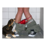 Caught with My Pants Down Again, Cute Puppy Dog Poster