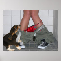 Caught with My Pants Down Again, Cute Puppy Dog Poster