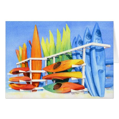Causeway Kayaks Greeting Card by BarbaraBayerArt