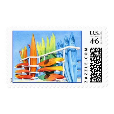 Causeway Kayaks Stamps by BarbaraBayerArt