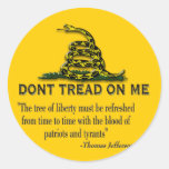 CAUTION "Don't Tread On Me" FLAG Round Stickers