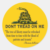 CAUTION "Don't Tread On Me" FLAG Round Stickers
