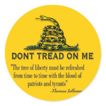 CAUTION "Don't Tread On Me" FLAG Round Stickers