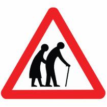 CAUTION Elderly People ... UK Traffic Sign Photo Sculpture