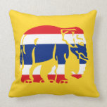 Caution Elephants Crossing ⚠ Thai Flag Road Sign ⚠ Throw Pillows