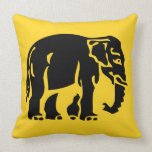 Caution Elephants Crossing ⚠ Thai Road Sign ⚠ Pillow