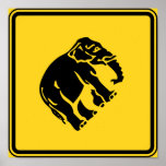 Caution Elephants Crossing ⚠ Thai Road Sign ⚠ Print