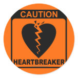 CAUTION!  HEARTBREAKER ROUND STICKER