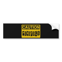 CAUTION MINIFIGS by Customize My Minifig Bumper Sticker