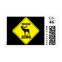 Caution- Moose Crossing Postage