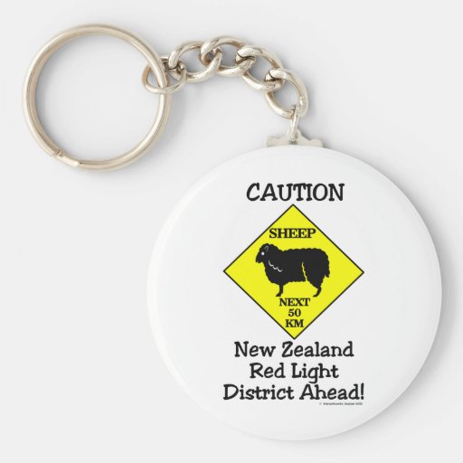 Caution NZ Red Light District Keychain