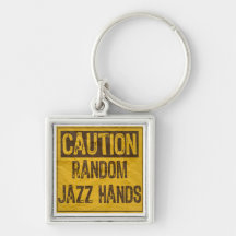 Caution OLD Sign-Random Jazz Hands Yellow/Black Keychain