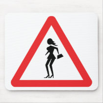 Caution Prostitute Road Traffic Sign Mousemat