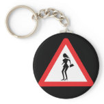 Caution Prostitute Traffic Road Sign Key Chain