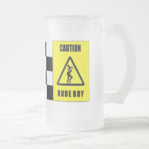 caution rude boy beer mugs