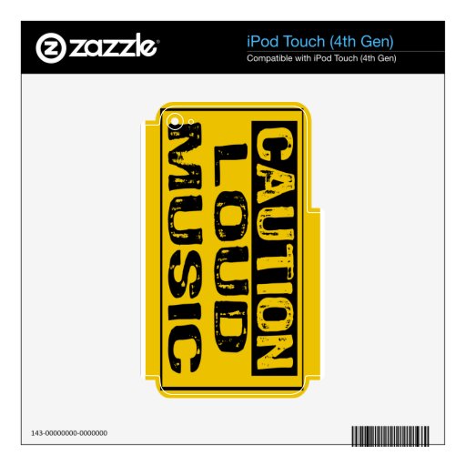 Caution Sign-Loud Music Yellow/Black Skins For iPod Touch 4G