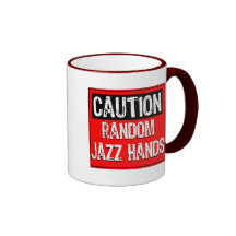 Caution Sign-Random Jazz Hands Pop White/Red/Black Coffee Mugs