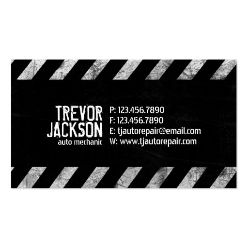 Caution Stripes - White Business Cards (front side)
