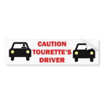 Caution Tourettes Driver Bumper Stickers
