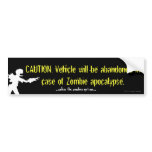 Caution: Vehicle Abandoned Zombie Apocalpyse bumper stickers