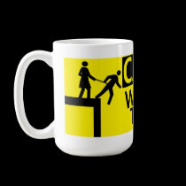 Caution Woman On The Edge Mug mugs