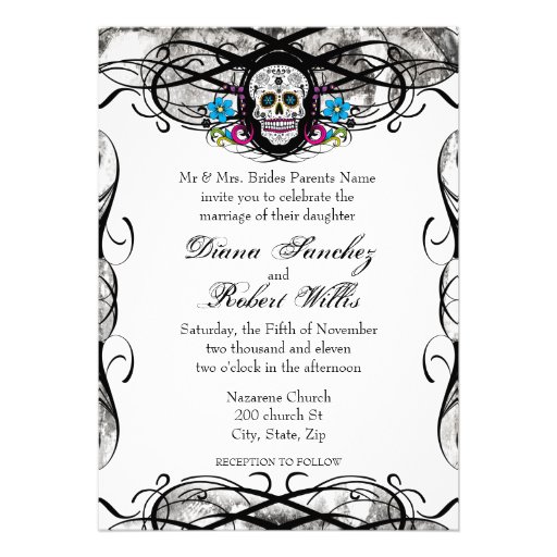 Cavaleras Muerte Skull and Flourishes Invite