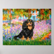 Cavalier King Charles (black and tan)- Garden Print