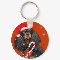 Cavalier King Charles Santa gifts keychains