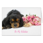 Cavalier King Charles Spaniel And Roses Valentine Greeting Cards