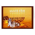 Cavalier King Charles Spaniel Chanukah Card Menora