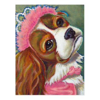 Cavalier King Charles Spaniel Dog Princess ART Postcards