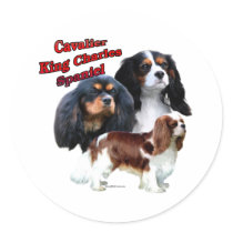 Cavalier King Charles Spaniel Trio 2 - Sticker by GreyWolfCreation Cavalier King Charles Spaniel Trio 2 - Sticker