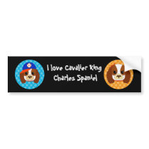 Cavalier spaniel with baseball cap bumper stickers