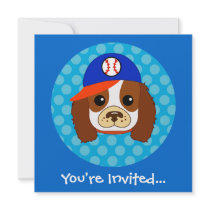 Cavalier spaniel with baseball cap invitations