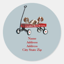 Cavaliers In Wagon Address Label Round Sticker