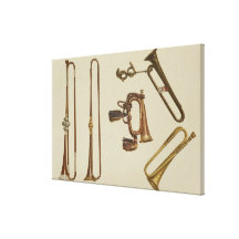 Cavalry trumpet, a bugle, a gilt trumpet made by J Stretched Canvas Print