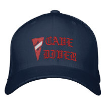 CAVE DIVER with Line Marker Old English text embroidered hats