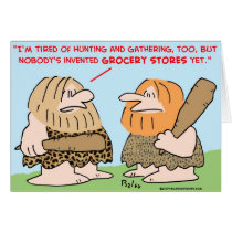 caveman invented grocery stores cards