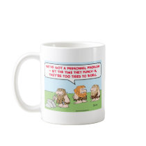 caveman punch in tired work mugs