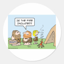 caveman realty fire included round sticker