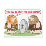 caveman wheel chase scenes post cards